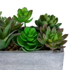 Northlight 12" Mixed Succulent Artificial Plants In Wooden Planter - Green/Gray -Home Decor GUEST 8bb1c30e fa0a 4bdc a76f c10e407b13ea