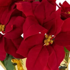 Northlight 16" Red Artificial Christmas Poinsettia Arrangement With Gold Wrapped Pot -Home Decor GUEST 8bdf4f8d 653e 4049 899b 28c0f4e9d720