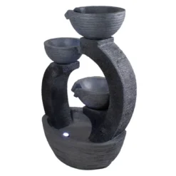 Northlight 31.5" Black Lighted Three-tier Outdoor Garden Water Fountain -Home Decor GUEST 91bd4e21 c005 49e6 a1ad 48cb882bac52