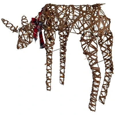 Northlight 35" LED Lighted Feeding Rattan Reindeer Outdoor Christmas Decoration 4 Northlight 35" LED Lighted Feeding Rattan Reindeer Outdoor Christmas Decoration - Image 4