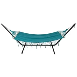 Northlight Hammock With Netted Fringe And Wooden Bars - 100" X 41" - Teal Green -Home Decor GUEST 9344176d 00be 4a50 a4b6 786ba268f21b