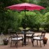 Northlight 8.85ft Outdoor Patio Lotus Umbrella With Hand Crank, Pink