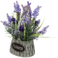 Northlight Lavender Bouquet In "Flower" Spring Basket With Handle - 12" -Home Decor GUEST 96165955 1d1e 4458 9d7f db706bbacbe9
