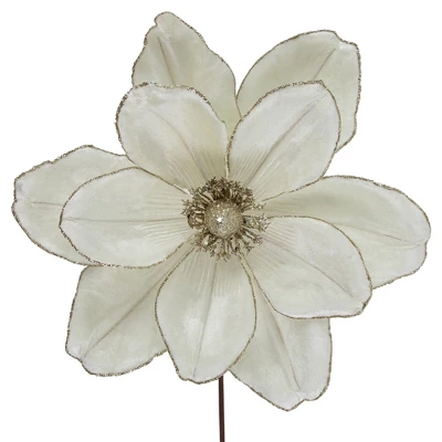 Northlight 24" Cream Magnolia Glittered Christmas Stem Spray 2 Northlight 24" Cream Magnolia Glittered Christmas Stem Spray - Image 2