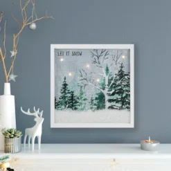 Northlight LED Lighted Let It Snow Winter Forest Christmas Canvas Wall Art 10" X 10"