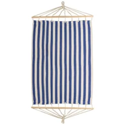 Northlight Striped Macrame Quilted Two Person Double Hammock - 9' X 56" - Blue And Cream -Home Decor GUEST 9ac0b24b ea56 4650 b7fb 6598fb4d41ca