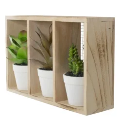 Northlight 10.75" Artificial Mixed Potted Succulents In Wooden Box -Home Decor GUEST 9d166d79 7034 406d aedf 16af2a59dca4