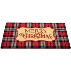 Northlight Red And Black Plaid "Merry Christmas" Rectangular Doormat 18" X 30" -Home Decor GUEST 9e84654b b9f7 4cf8 8800 090bc247b92b