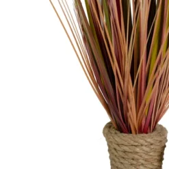 Northlight 34" Red Artificial Grass Plant In A Rope Pot