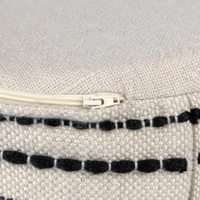 Northlight 18" Striped Cream And Black Outdoor Woven Pouf Ottoman 5 Northlight 18" Striped Cream And Black Outdoor Woven Pouf Ottoman - Image 5