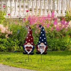 Northlight USA Patriotic Gnome Outdoor Garden Stakes - 27.5" - Set Of 2
