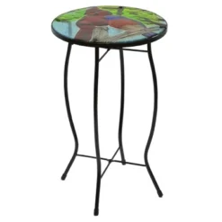 Northlight 19" Blue And Red Cardinal Glass Patio Side Table -Home Decor GUEST a2fa1a39 6eef 49b8 9798 e36fc468d4e0