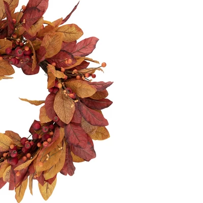 Northlight Berries With Leaves Artificial Fall Harvest Twig Wreath, 24-Inch, Unlit 2 Northlight Berries With Leaves Artificial Fall Harvest Twig Wreath, 24-Inch, Unlit - Image 2