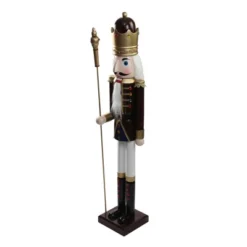 Northlight 48" Burgundy And White Wooden Christmas Nutcracker King With Scepter -Home Decor GUEST a3f63999 3f0b 4d4c 9d8a 4434411402ab