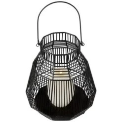 Northlight Large Geometric Iron Hurricane Candle Lantern - 11.25" - Black -Home Decor GUEST a5708759 59e2 4157 b66a 19aa8c72c286