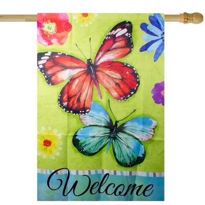 Northlight Welcome Butterflies Green Outdoor House Flag 28" X 40" 1 Northlight Welcome Butterflies Green Outdoor House Flag 28" X 40"