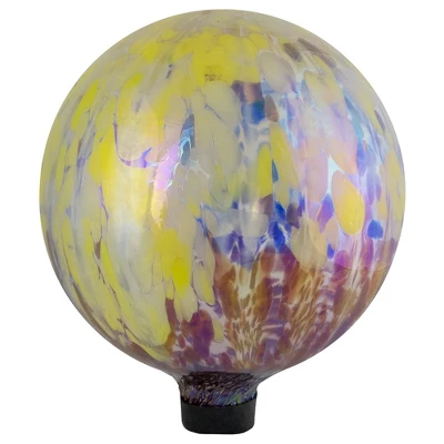 Northlight 10" Yellow And Blue Iridescent Reflective Glass Outdoor Garden Gazing Ball 3 Northlight 10" Yellow And Blue Iridescent Reflective Glass Outdoor Garden Gazing Ball - Image 3