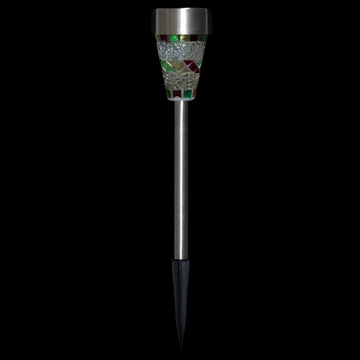 Northlight Set Of 3 Red Mosaic Stained Glass Solar Powered LED Pathway Markers, 15.5" 2 Northlight Set Of 3 Red Mosaic Stained Glass Solar Powered LED Pathway Markers, 15.5" - Image 2