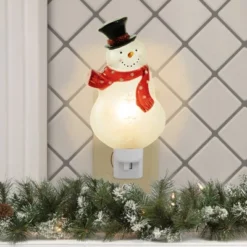 Northlight 6.75" Snowman Wearing Red Scarf Christmas Night Light
