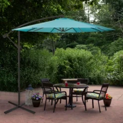 Northlight 10' Octagon Outdoor Patio Off-Set Umbrella With Crank And Tilt - Blue