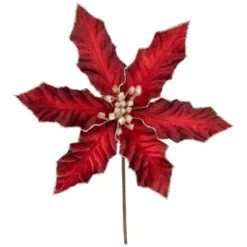 Northlight 8" Glittered Burgundy Velvet Poinsettia Floral Christmas Pick Spray -Home Decor GUEST aa1c4877 aa52 443f bed4 ac5a2f5c0a34