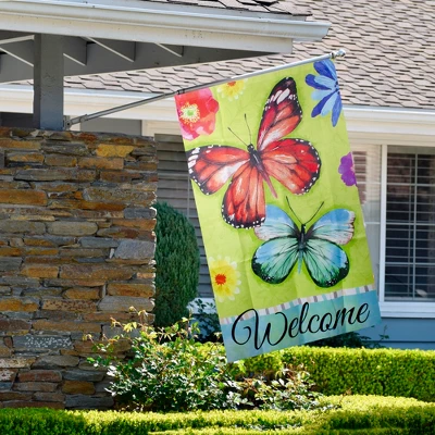 Northlight Welcome Butterflies Green Outdoor House Flag 28" X 40" 2 Northlight Welcome Butterflies Green Outdoor House Flag 28" X 40" - Image 2