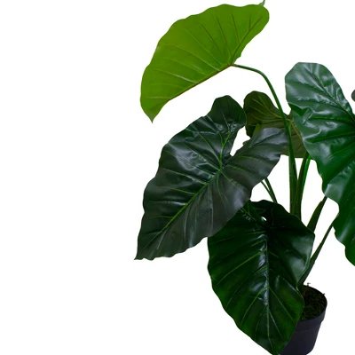 Northlight 40" Green Artificial Taro Potted Plant 2 Northlight 40" Green Artificial Taro Potted Plant - Image 2