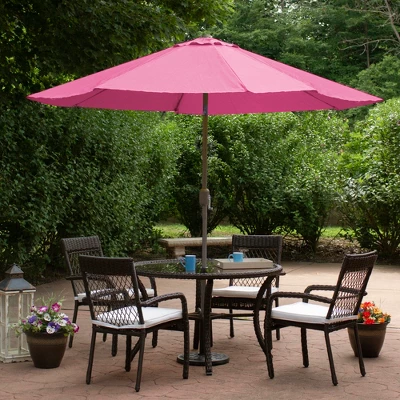 Northlight 9ft Outdoor Patio Market Umbrella With Hand Crank And Tilt, Pink 1 Northlight 9ft Outdoor Patio Market Umbrella With Hand Crank And Tilt, Pink