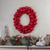 Northlight Red Hot 3-Finish Shatterproof Ball Christmas Wreath, 24-Inch