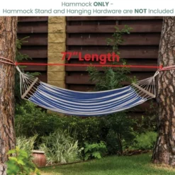 Northlight Striped Macrame Quilted Two Person Double Hammock - 9' X 56" - Blue And Cream -Home Decor GUEST b066f938 a17e 474e a8c4 5a5fa1d3bd7f