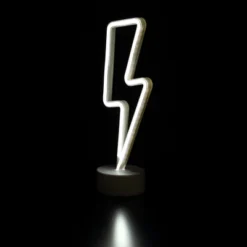 Northlight 11.5" Battery Operated Neon Style LED Lightening Bolt Table Light - White -Home Decor GUEST b0bb669e 7e15 4832 a38a 3334df947226