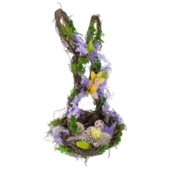 Northlight 14.5" Purple And Green Artificial Floral Bunny Shaped Basket -Home Decor GUEST b2570898 5c67 4e9e 97dd 7060c4d17ecf