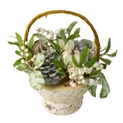 Northlight 13" Green And Gold Pumpkin And Leaves Artificial Thanksgiving Basket -Home Decor GUEST b2acb7a4 5eab 4e8c 9621 4590715ea043