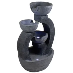 Northlight 31.5" Black Lighted Three-tier Outdoor Garden Water Fountain -Home Decor GUEST b2d6d24f ce70 4c39 9e63 883a9fdfb4b0