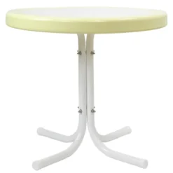 Northlight 22" Outdoor Retro Tulip Side Table, Yellow And White -Home Decor GUEST b46db15f 1346 4e6a b9aa 043d170d462a