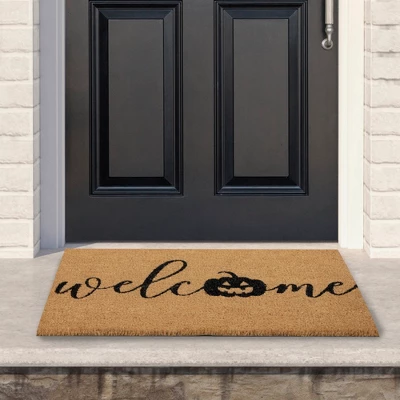 Northlight Natural Coir Pumpkin "Welcome" Halloween Doormat 18" X 30" 1 Northlight Natural Coir Pumpkin "Welcome" Halloween Doormat 18" X 30"