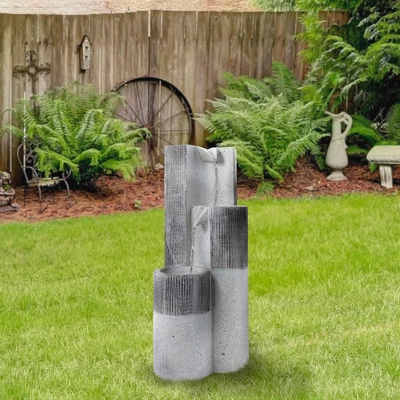 Northlight 24" Gray Speckled Modern Style 3-Tier Rainfall Outdoor Water Fountain 1 Northlight 24" Gray Speckled Modern Style 3-Tier Rainfall Outdoor Water Fountain