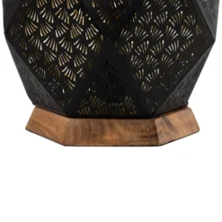 Northlight Laser-Cut Leaf Pattern Iron Table Lamp With Wood Base - 16.5" - Black And Gold 8 Northlight Laser-Cut Leaf Pattern Iron Table Lamp With Wood Base - 16.5" - Black And Gold -Home Decor GUEST b5c791ed 2c38 45b5 af8c 8627a1be972a