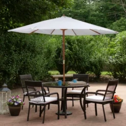 Northlight Outdoor Patio Market Umbrella With Wooden Pole - 8.5' - White