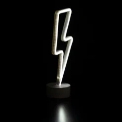 Northlight 11.5" Battery Operated Neon Style LED Lightening Bolt Table Light - White -Home Decor GUEST b7ea9723 a7de 4b04 ab72 8e95e8967bad