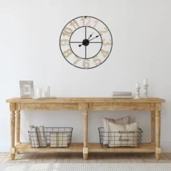 Northlight 24" Metal Framed Battery Operated Round Wall Clock With Block Numbers