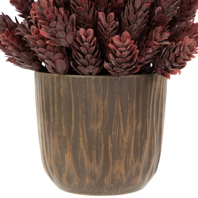 Northlight 8" Burgundy Red Wild Flower Artificial Plant In A Textured Lined Pot 4 Northlight 8" Burgundy Red Wild Flower Artificial Plant In A Textured Lined Pot - Image 4