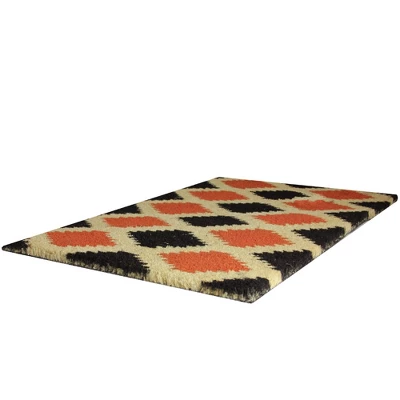 Northlight Orange And Black Diamond Pattern With Cream Accent Autumn Doormat 18" X 30" 1 Northlight Orange And Black Diamond Pattern With Cream Accent Autumn Doormat 18" X 30"