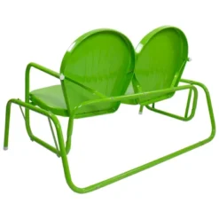 Northlight 48.25" Outdoor Retro Metal Tulip Double Glider Patio Chair, Lime Green -Home Decor GUEST b8e4c11e e961 49a3 9c4c ab4f8eb29365