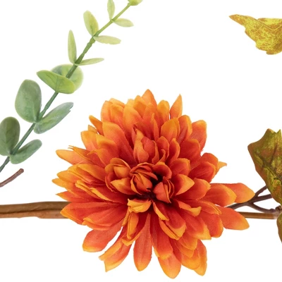 Northlight 5.5' X 6" Autumn Harvest Orange And Yellow Mums With Maple Leaves Garland - Unlit 3 Northlight 5.5' X 6" Autumn Harvest Orange And Yellow Mums With Maple Leaves Garland - Unlit - Image 3