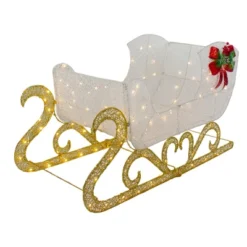 Northlight 48" LED Lighted Glitter Reindeer With Sleigh Outdoor Christmas Decoration -Home Decor GUEST bba1fac2 f85f 4aa0 b86d 0c5294a74f56
