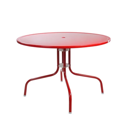 Northlight 39.25-Inch Outdoor Retro Metal Tulip Dining Table, Red 2 Northlight 39.25-Inch Outdoor Retro Metal Tulip Dining Table, Red - Image 2