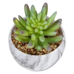 Northlight 4.25" Green Artificial Succulent In Faux Marble Pot -Home Decor GUEST bce899f7 c336 413e 938d e777b4167c52