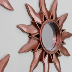 Northlight Set Of 3 Mayan Sunburst Matte Copper Round Mini Mirrors 9.5"