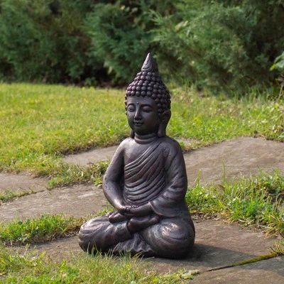 Northlight 17.5" Dark Brown Meditating Buddha Outdoor Garden Statue 1 Northlight 17.5" Dark Brown Meditating Buddha Outdoor Garden Statue